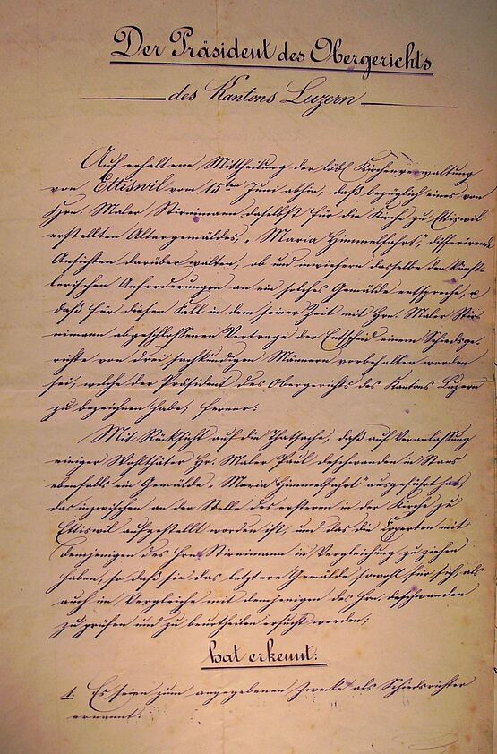 Akt zur Konstitution des Schiedsgerichts in der Causa ‹Maria Himmelfahrt›, 5. Juli 1875 (Seite 1)