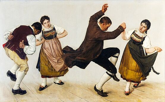 Friedrich Stirnimann: Kilbi Kirchweih im Kanton Luzern: Zwei tanzende Paare (1891) 