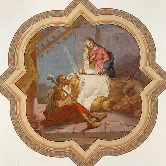 Werk Pfarrkirche Schötz LU: Weihnachtsbild im Schiff / Geburt