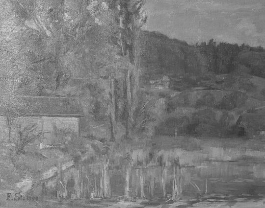 Werk Ried mit Schiffshütte / Schiffshüte am Riedufer