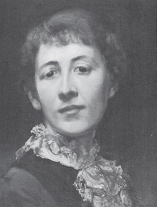 Werk Porträt einer Frau. Brustbildnis nach rechts mit zum Betrachter gewandtem Kopf und gesenktem Blick