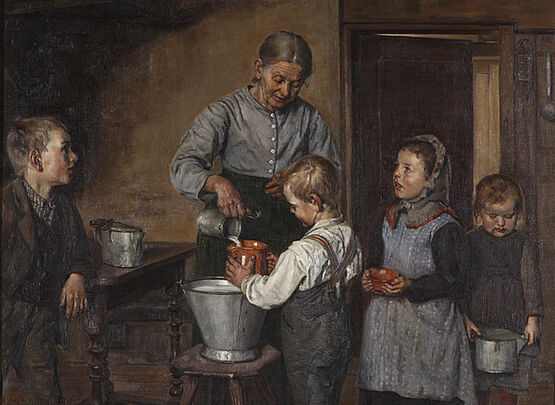 Friedrich Stirnimann: Milchausmessen (im Canton Luzern), 1891. Eines der bekanntesten Werke Stirnimanns